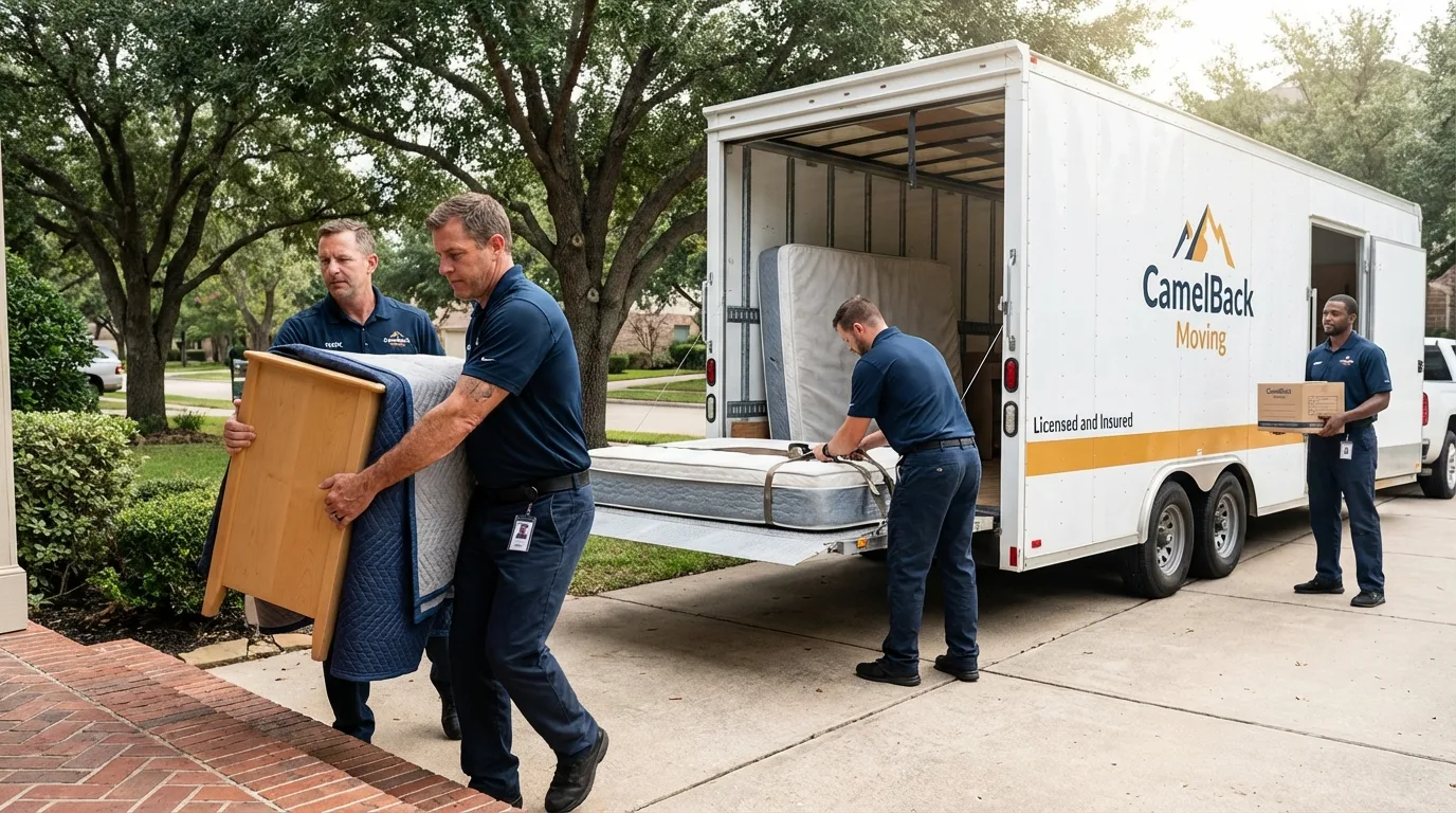 Crew loading residential truck for cross-state move from Chauncey, OH