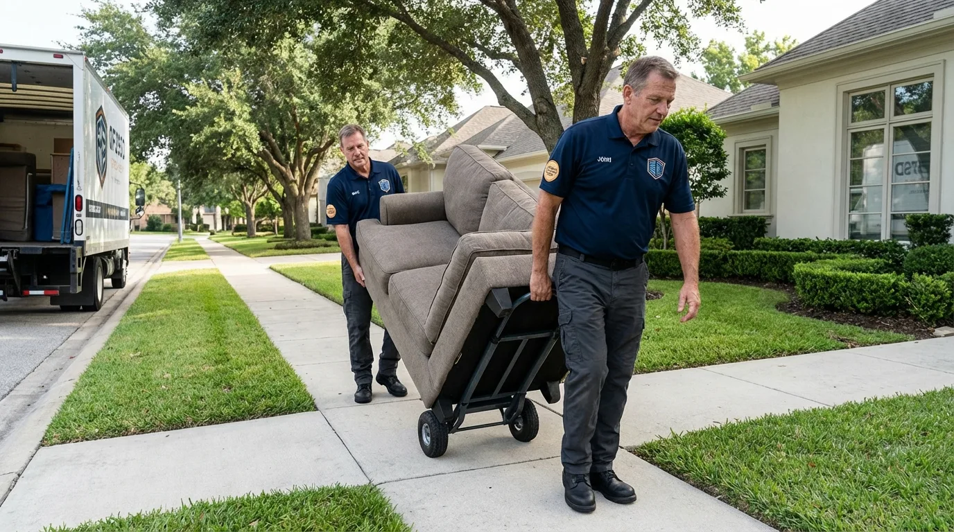 Local residential moving crew loading furniture in Chauncey, OH