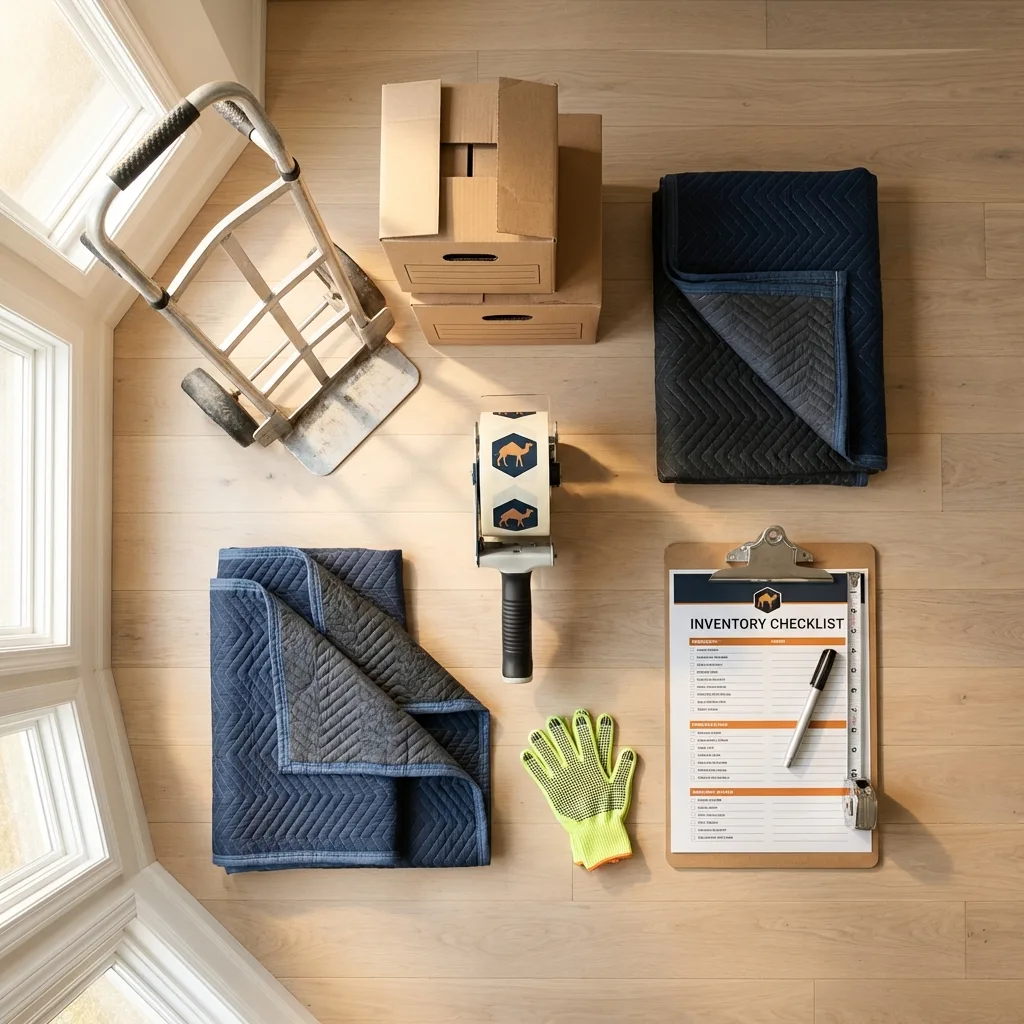 Professional moving supplies and packing materials layout for Chauncey residential relocations